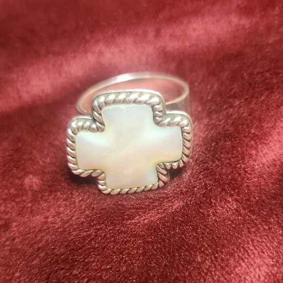 Mother Of Pearl 925 Sterling Silver Ring Sz 8 - Picture 4 of 8